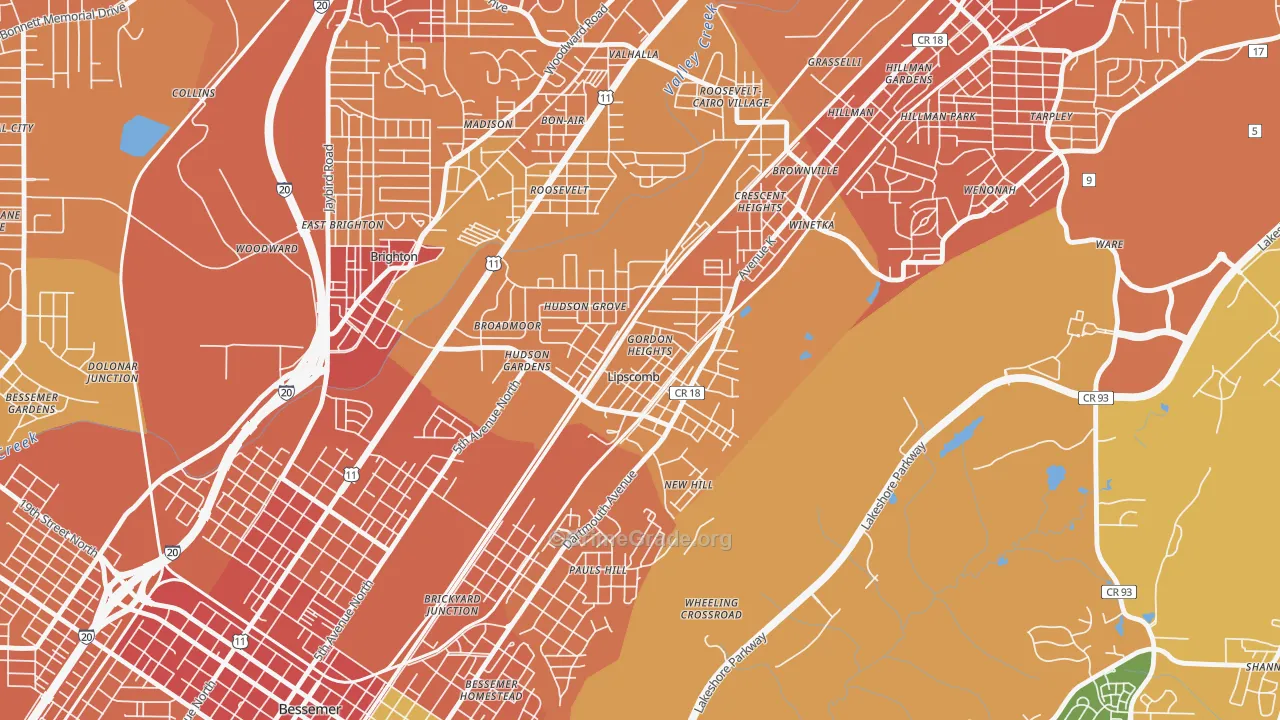 Lipscomb, AL Map of Vandalism Rates