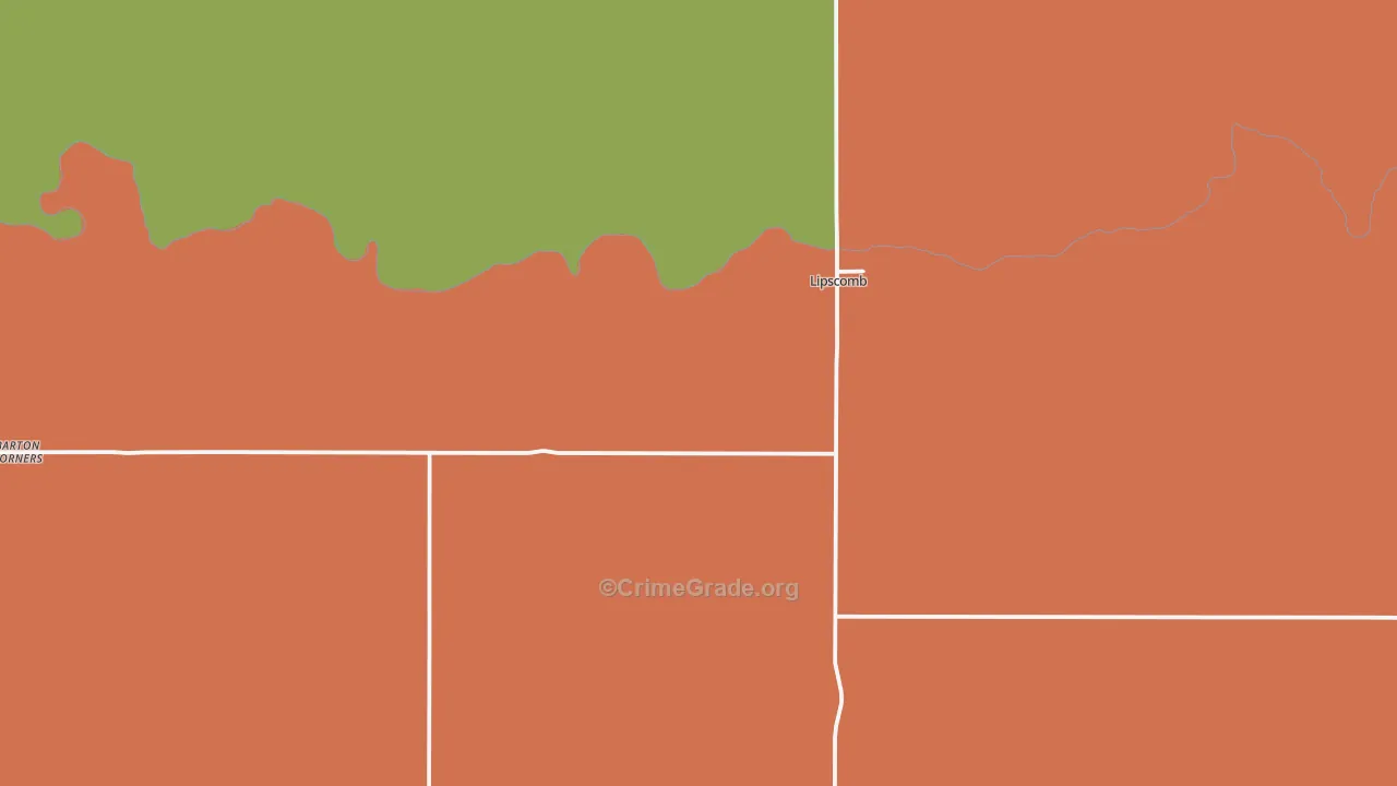 Lipscomb, TX Map of Vandalism Rates
