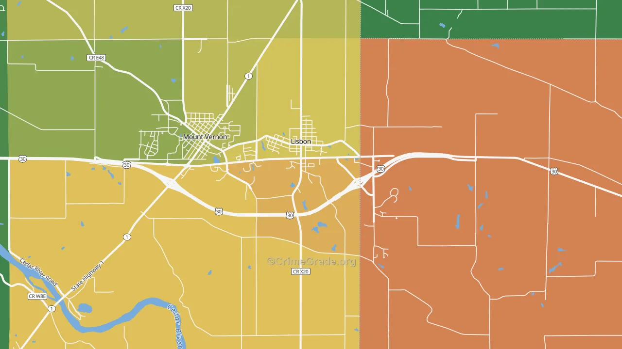 Lisbon, IA Map of Vandalism Rates