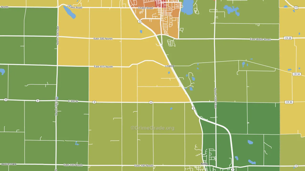 Lisbon, IN Map of Vandalism Rates