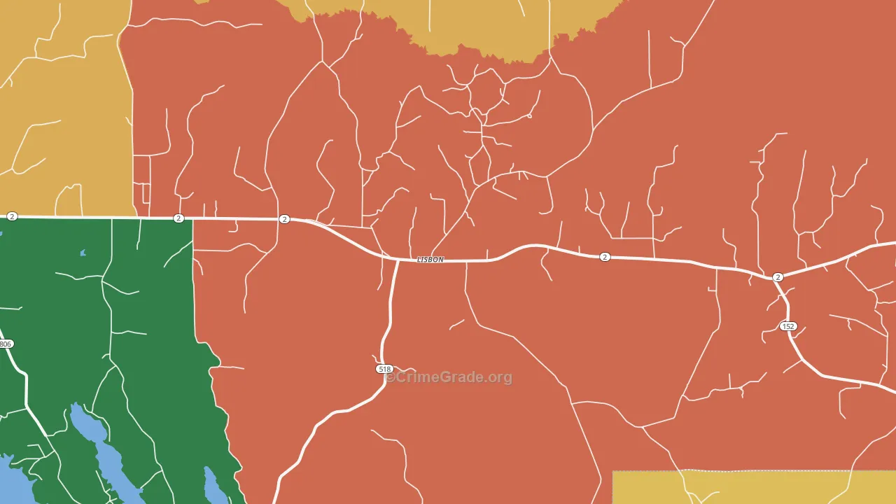 Lisbon, LA Map of Vandalism Rates