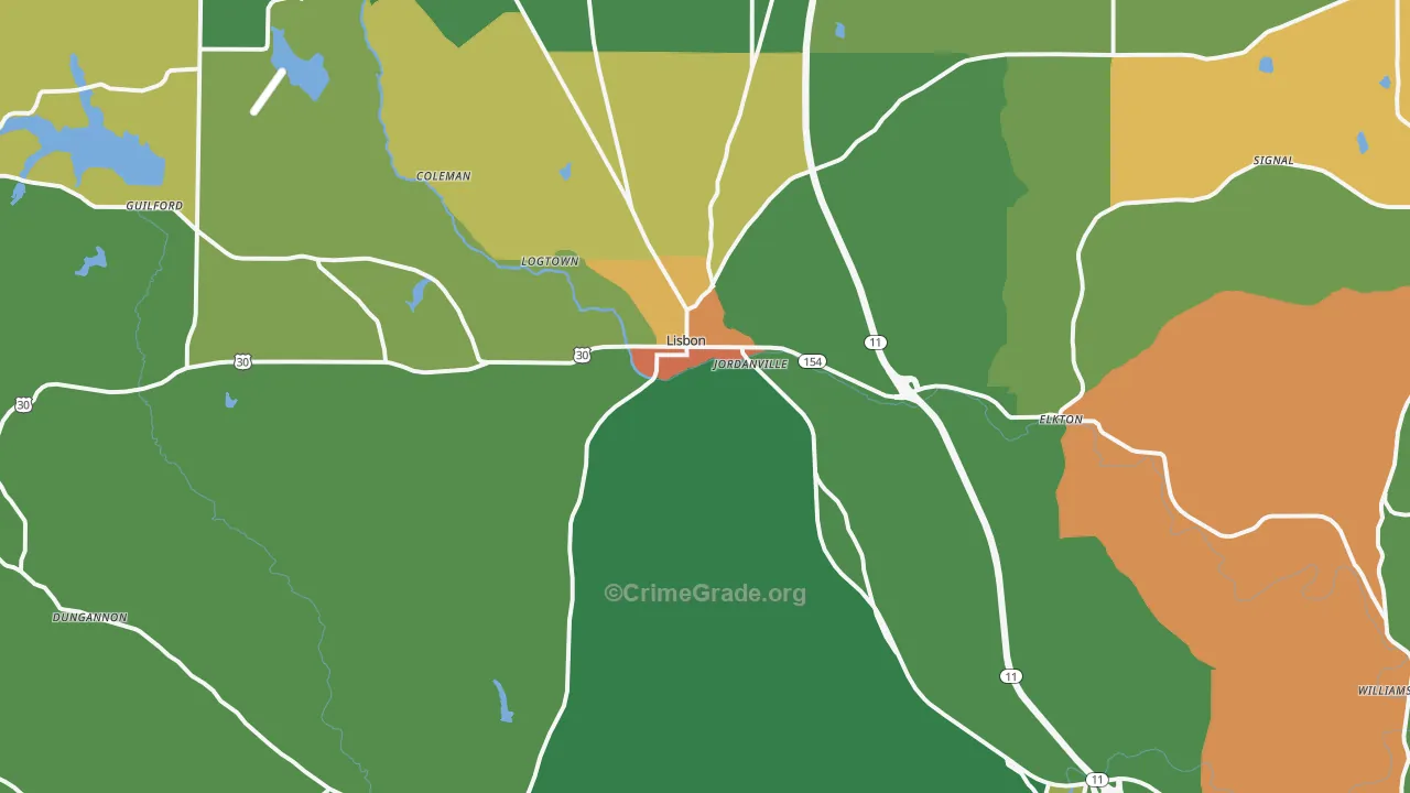 Lisbon, OH Map of Vandalism Rates