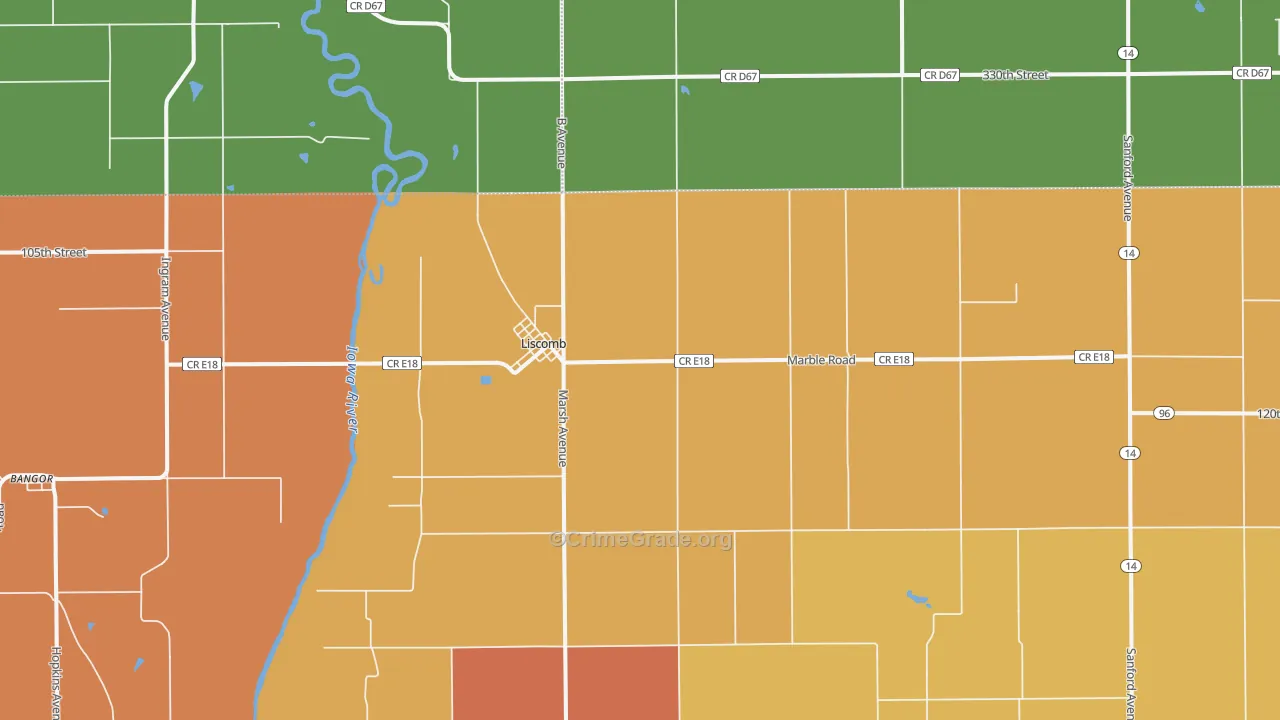 Liscomb, IA Map of Vandalism Rates