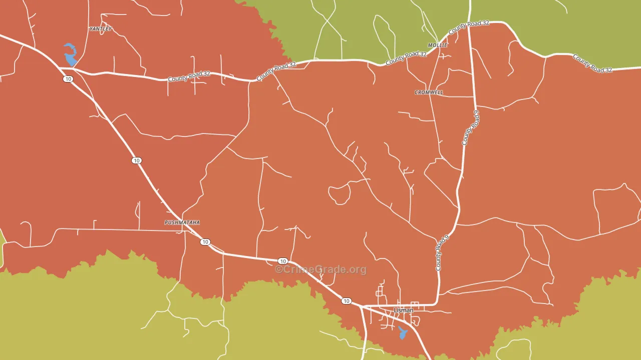 Lisman, AL Map of Vandalism Rates