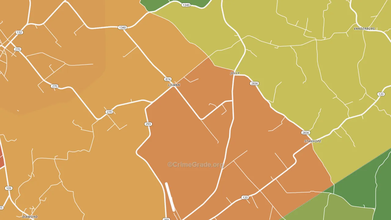 Lisman, KY Map of Vandalism Rates