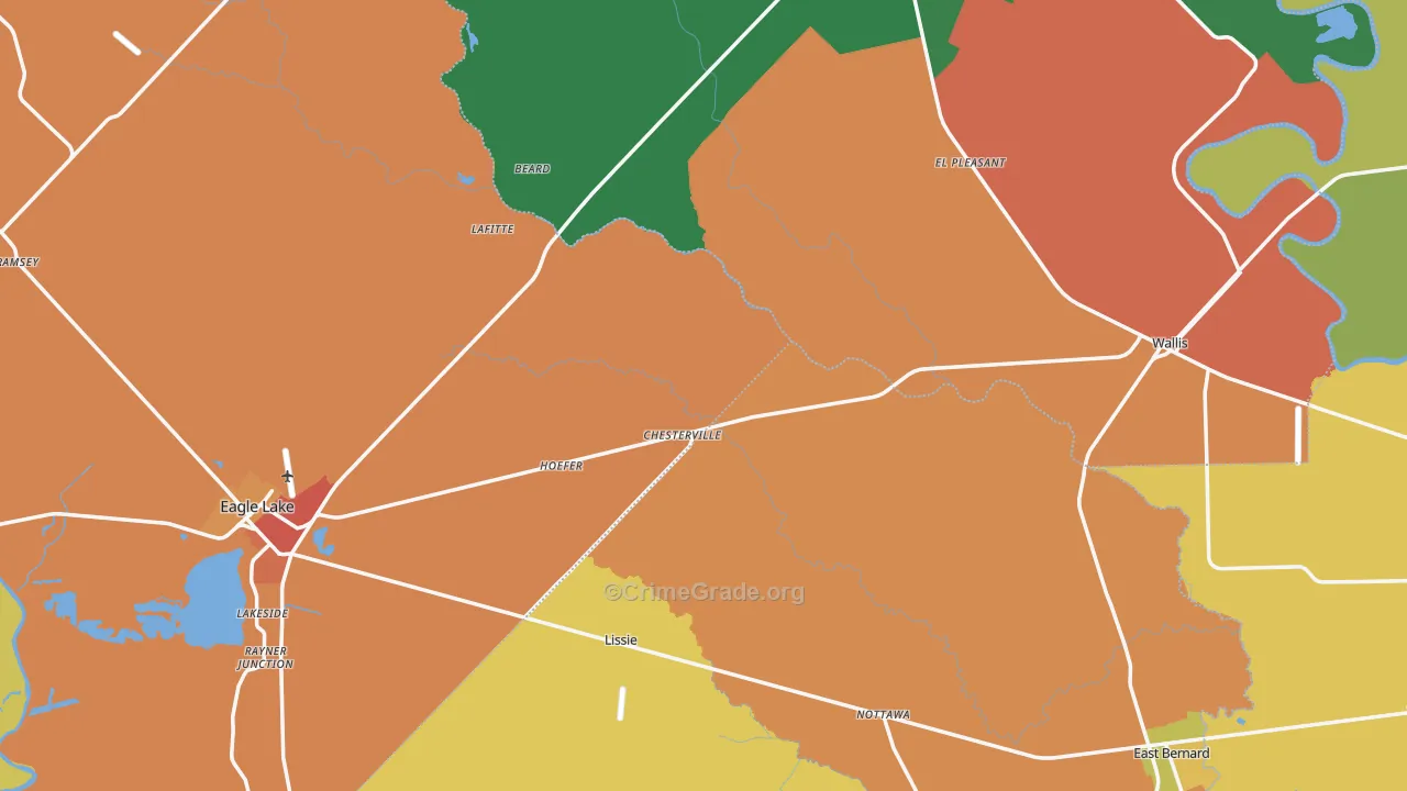 Lissie, TX Map of Vandalism Rates