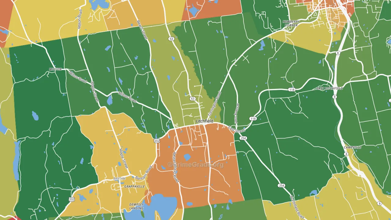 Litchfield, CT Map of Vandalism Rates