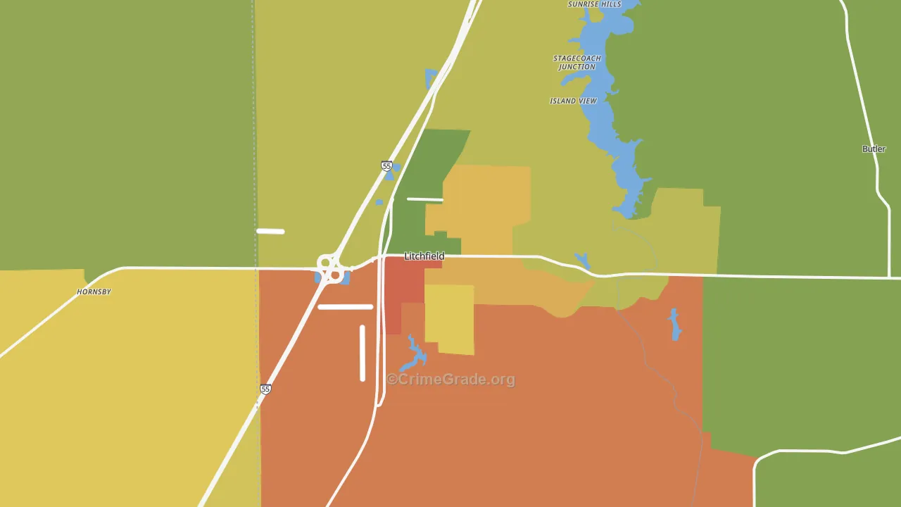 Litchfield, IL Map of Vandalism Rates