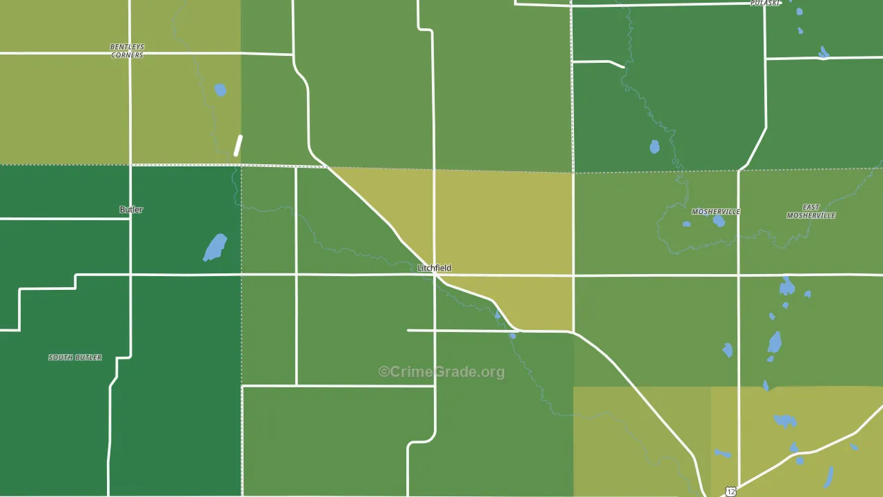Litchfield, MI Map of Vandalism Rates