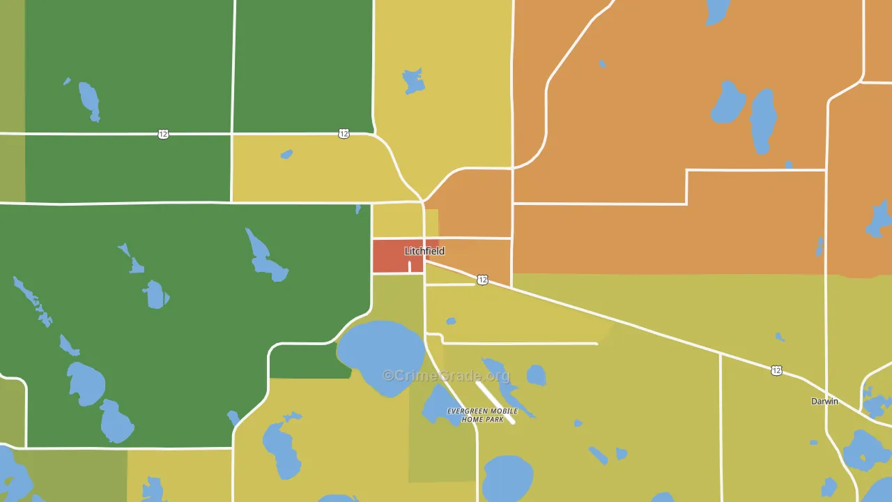 Litchfield, MN Map of Vandalism Rates