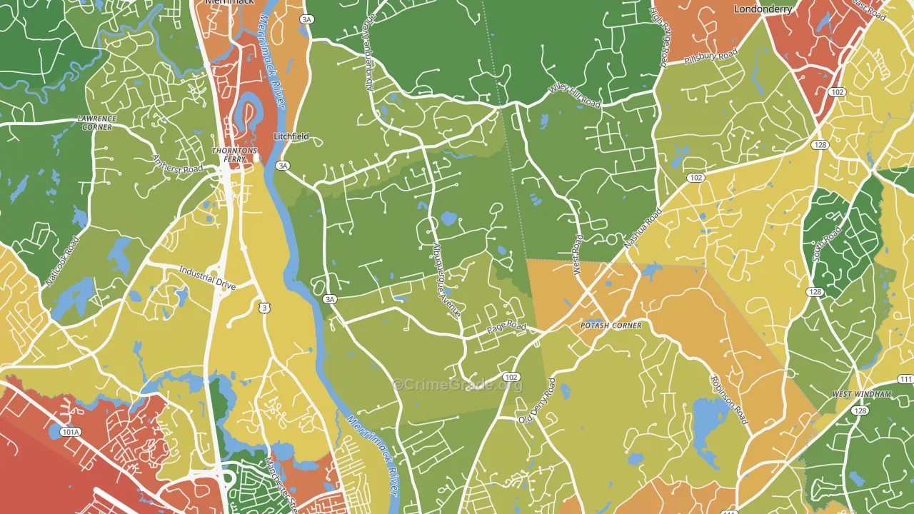 Litchfield, NH Map of Vandalism Rates