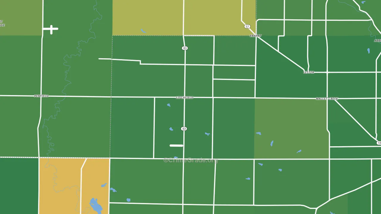 Litchfield, OH Map of Vandalism Rates