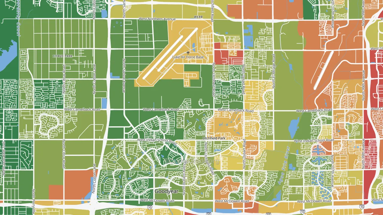Litchfield Park, AZ Map of Vandalism Rates
