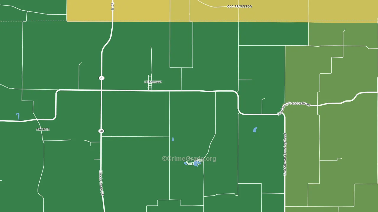 Literberry, IL Map of Vandalism Rates