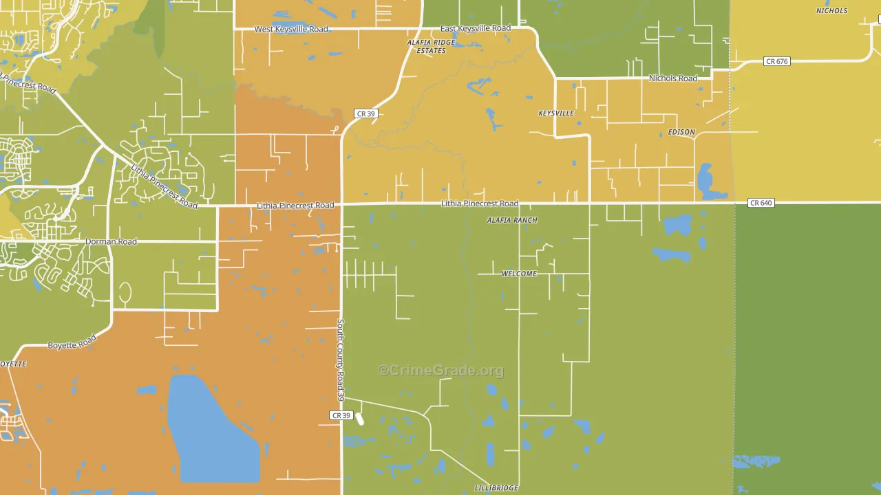 Lithia, FL Map of Vandalism Rates