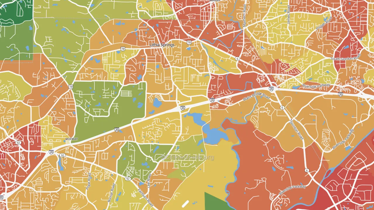 Lithia Springs, GA Map of Vandalism Rates