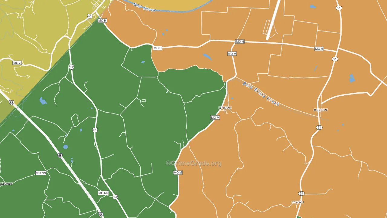 Lithium, MO Map of Vandalism Rates