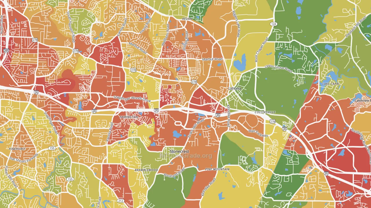 Lithonia, GA Map of Vandalism Rates