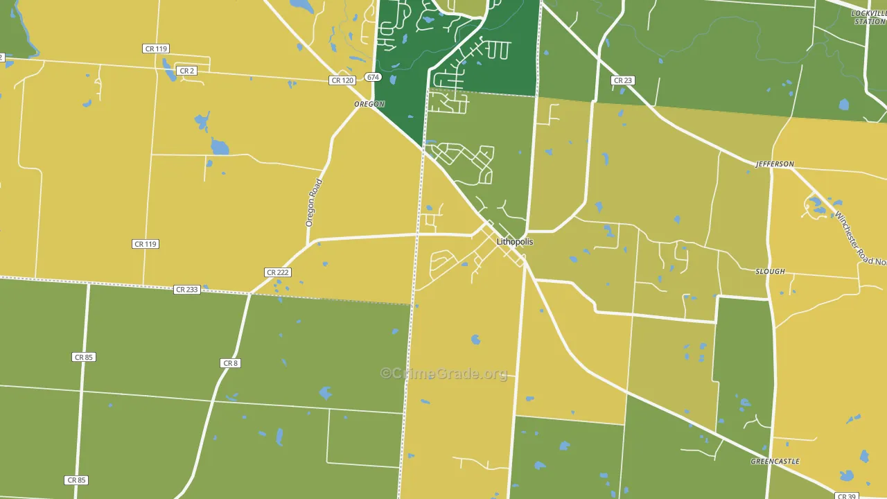 Lithopolis, OH Map of Vandalism Rates