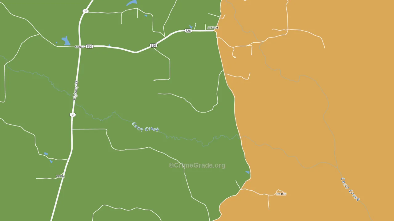 Litroe, LA Map of Vandalism Rates