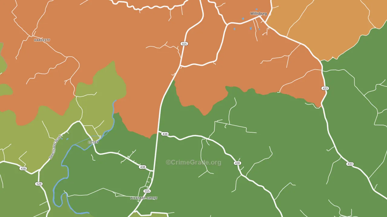 Litsey, KY Map of Vandalism Rates