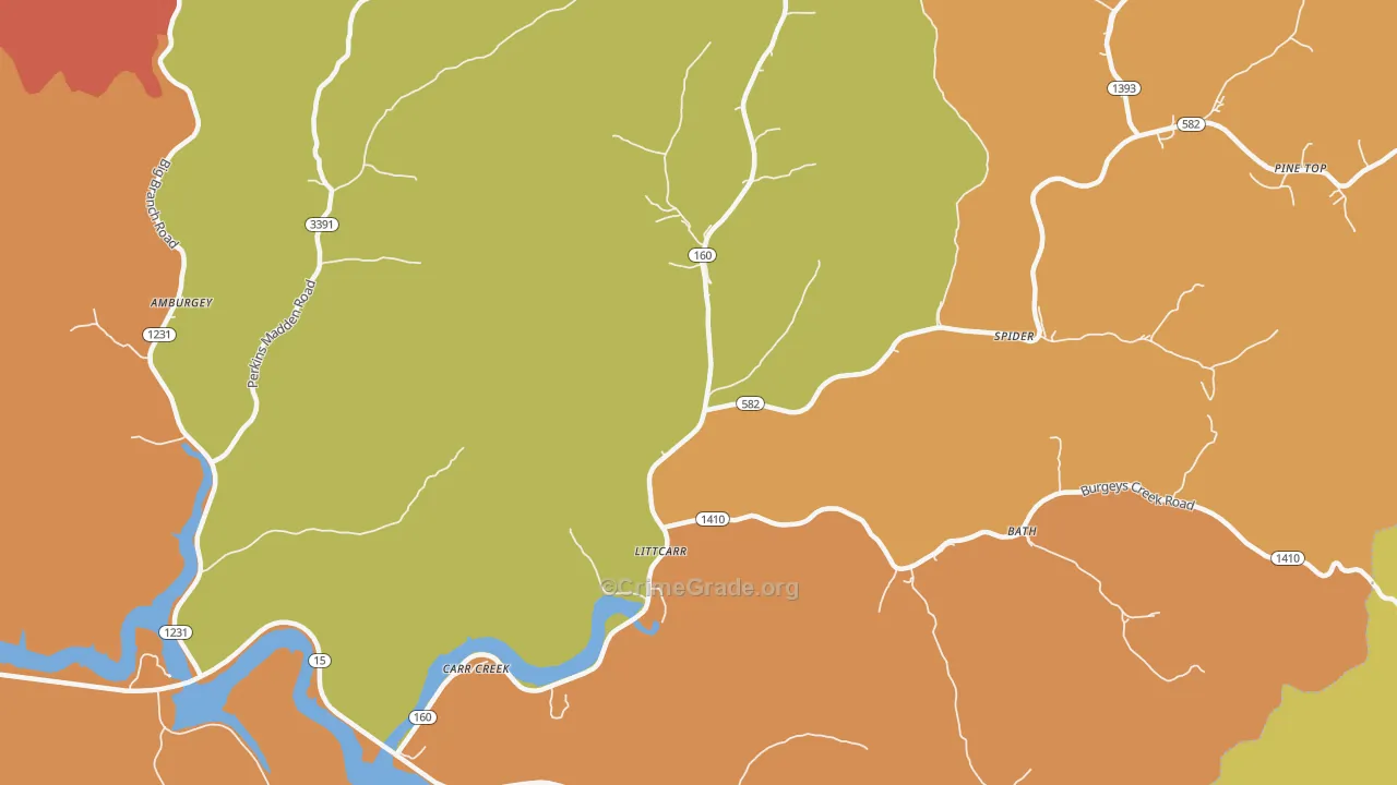 Littcarr, KY Map of Vandalism Rates