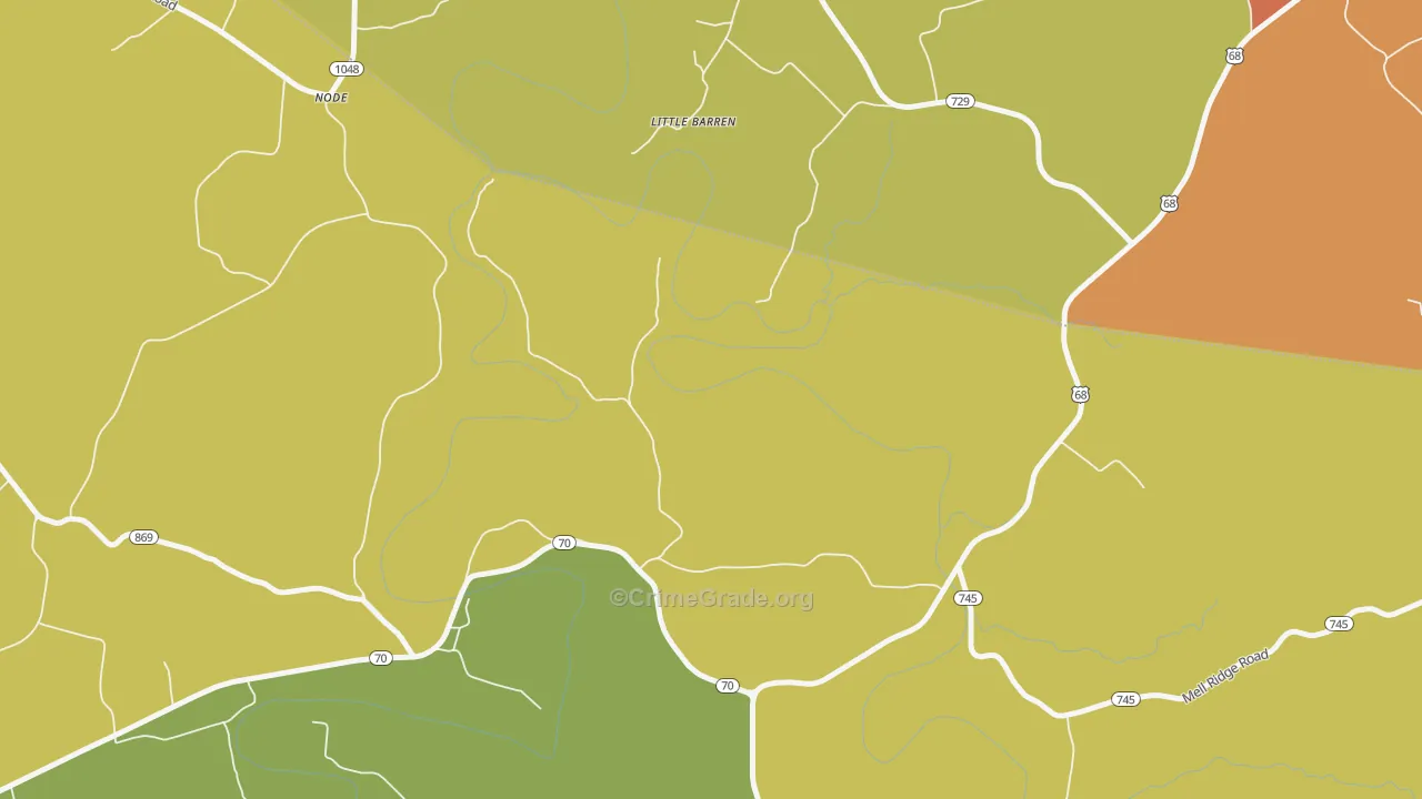 Little Barren, KY Map of Vandalism Rates