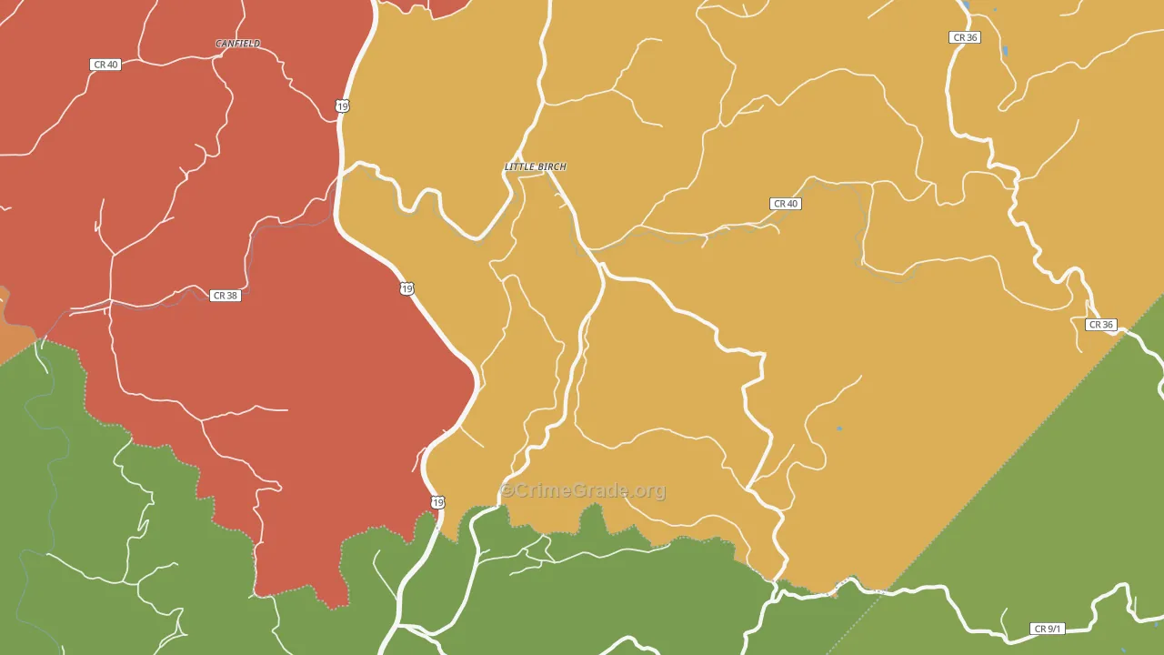 Little Birch, WV Map of Vandalism Rates