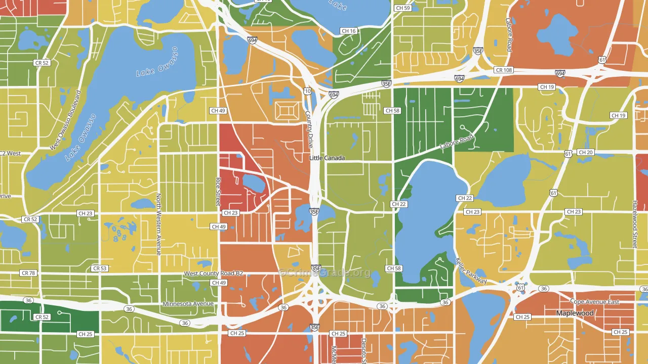 Little Canada, MN Map of Vandalism Rates