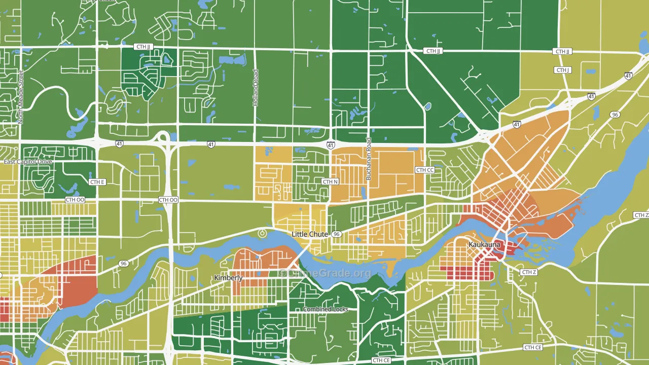 Little Chute, WI Map of Vandalism Rates