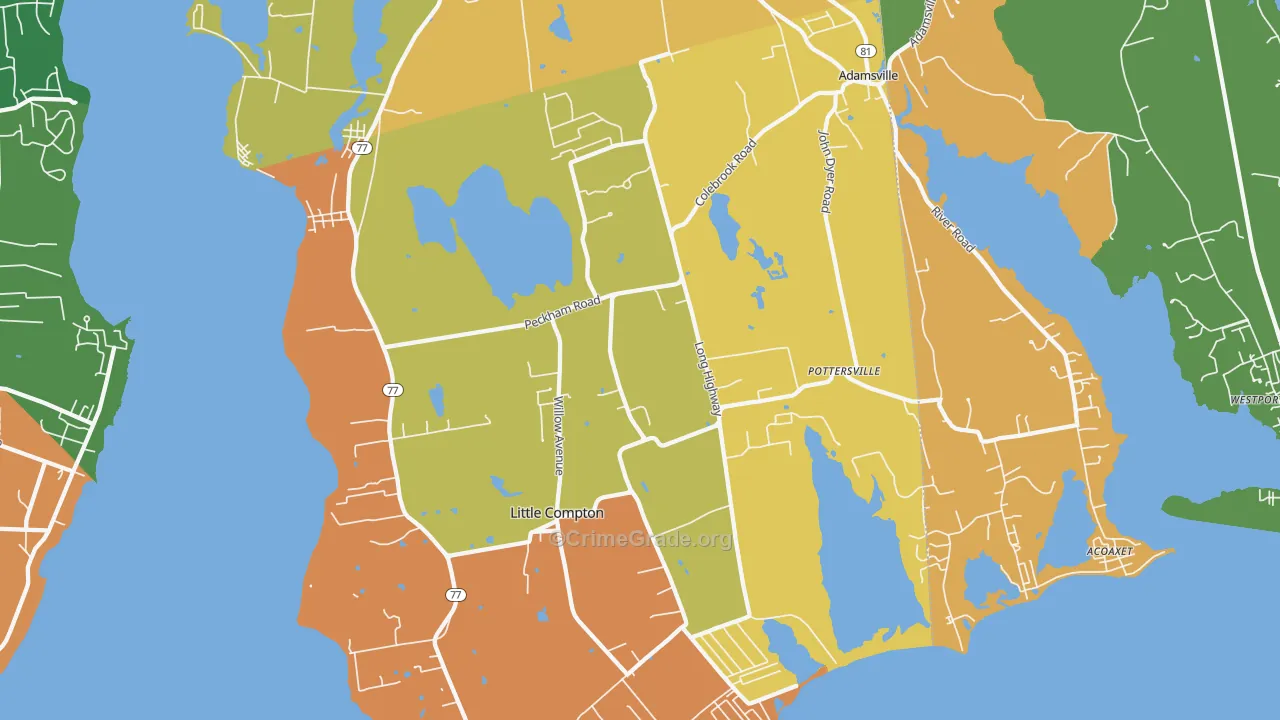 Little Compton, RI Map of Vandalism Rates