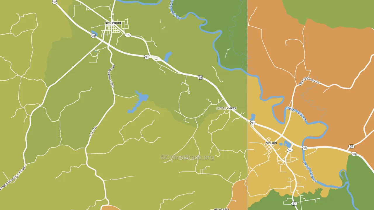 Little Creek, MS Map of Vandalism Rates