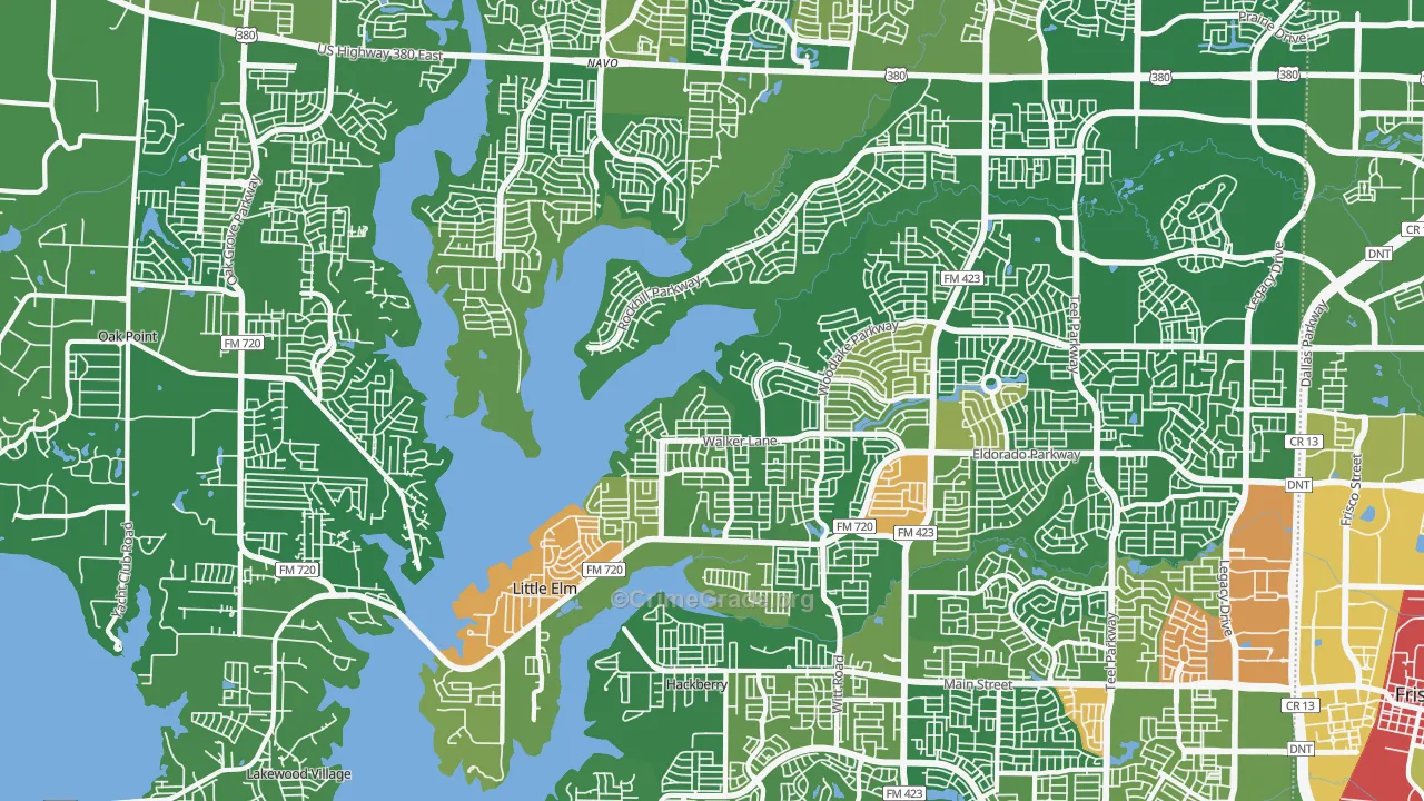 Little Elm, TX Map of Vandalism Rates