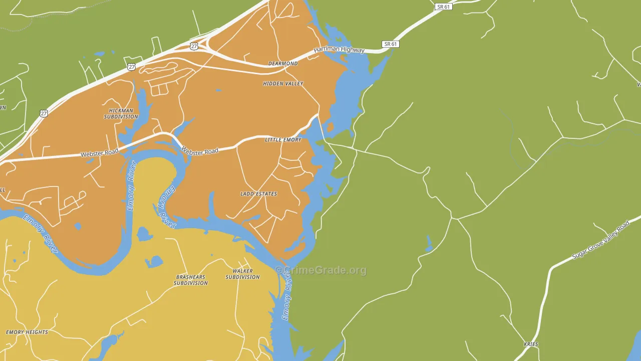 Little Emory, TN Map of Vandalism Rates