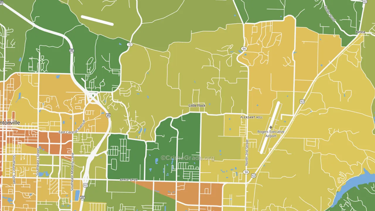 Little Flock, AR Map of Vandalism Rates