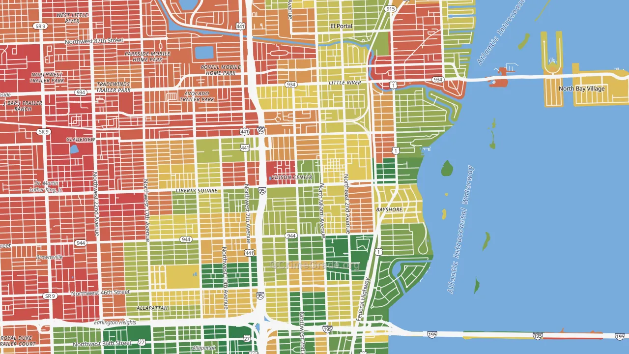 Little Haiti, Miami, FL Map of Vandalism Rates