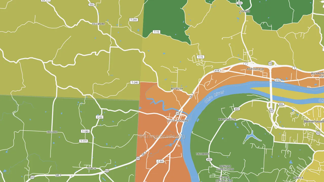 Little Hocking, OH Map of Vandalism Rates