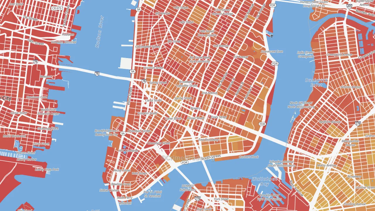 Little Italy, Manhattan, NY Map of Vandalism Rates