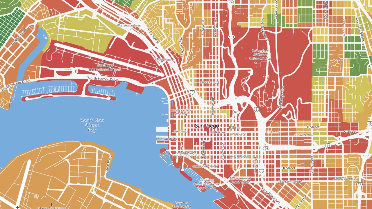 Little Italy, San Diego, CA Map of Vandalism Rates