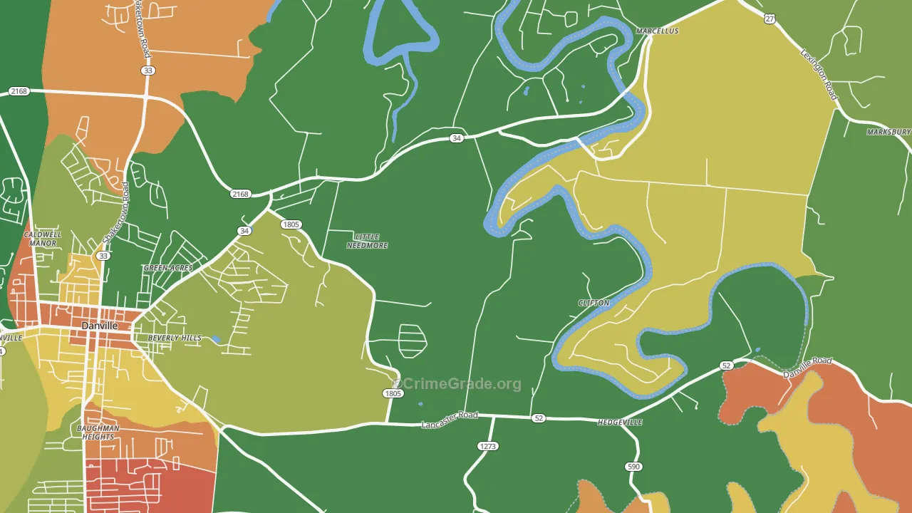 Little Needmore, KY Map of Vandalism Rates