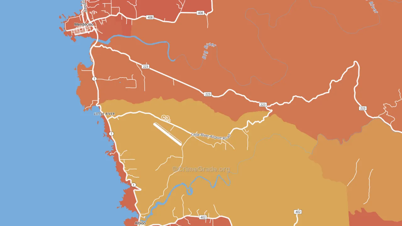 Little River, CA Map of Vandalism Rates
