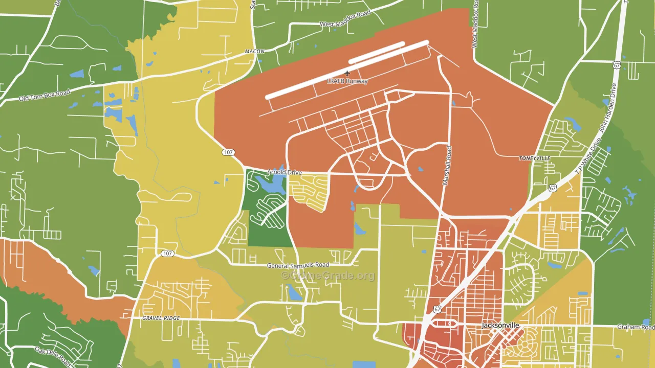 Little Rock Air Force Base, AR Map of Vandalism Rates