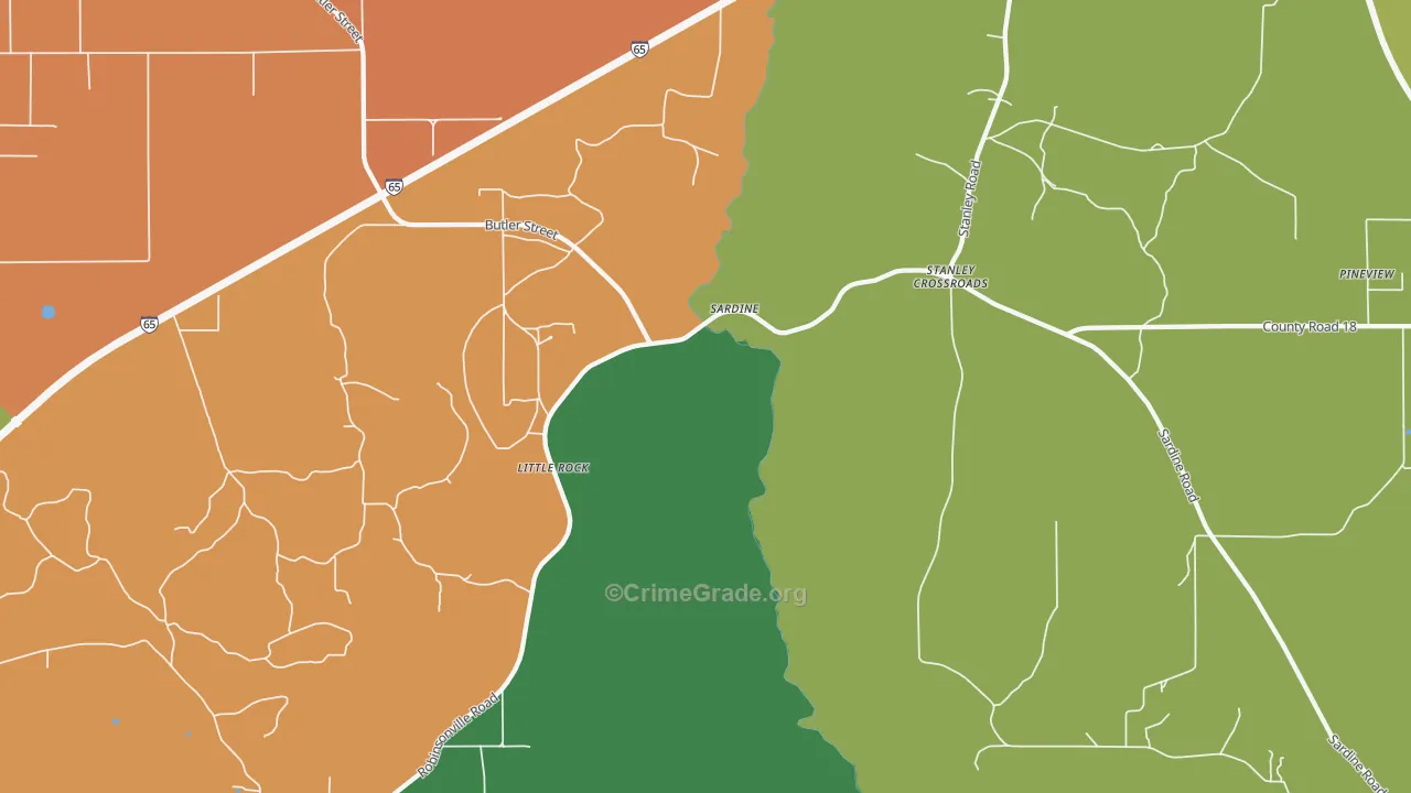 Little Rock, AL Map of Vandalism Rates