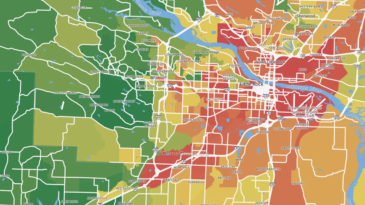 Little Rock, AR Map of Vandalism Rates