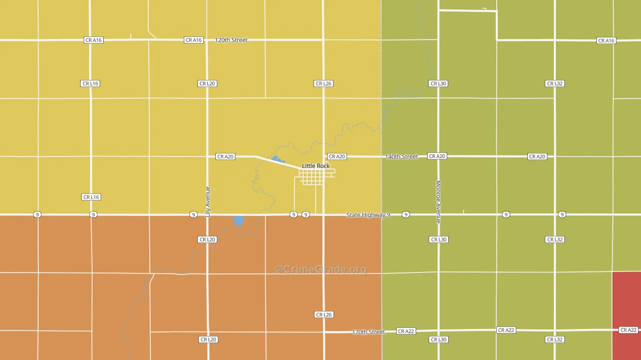 Little Rock, IA Map of Vandalism Rates