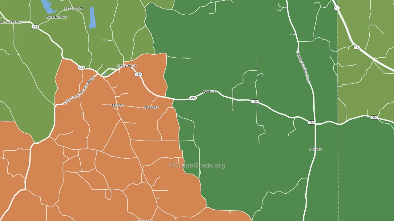 Little Rock, MS Map of Vandalism Rates