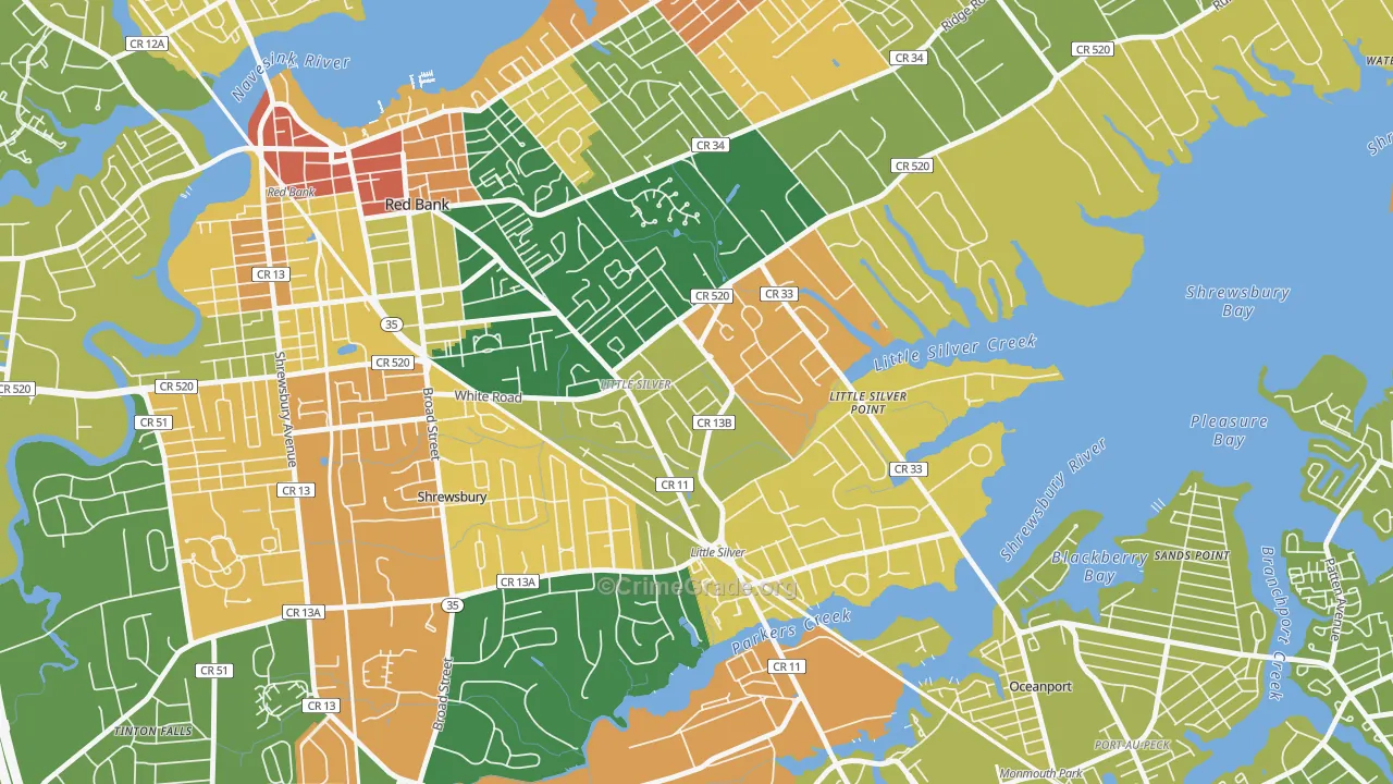 Little Silver, NJ Map of Vandalism Rates