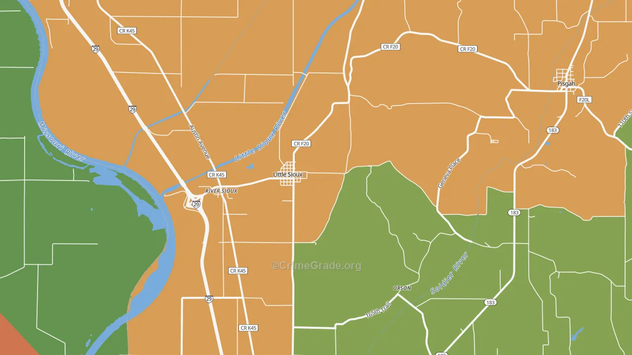 Little Sioux, IA Map of Vandalism Rates