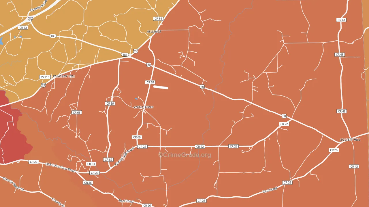 Little Texas, AL Map of Vandalism Rates