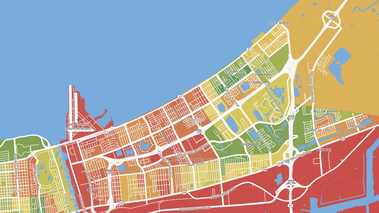 Little Woods, New Orleans, LA Map of Vandalism Rates